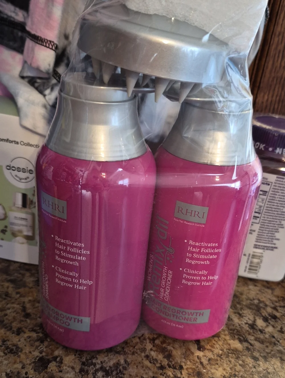 Hair Regrowth Shampoo & Conditioner Set With Scalp Scrubber Nwt